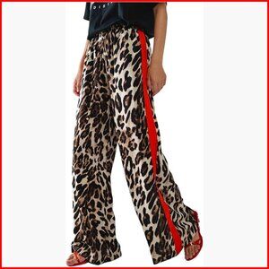 Wide Leg Baggy Pants with Drawstring Waist, Side Stripes, Streetwear Style